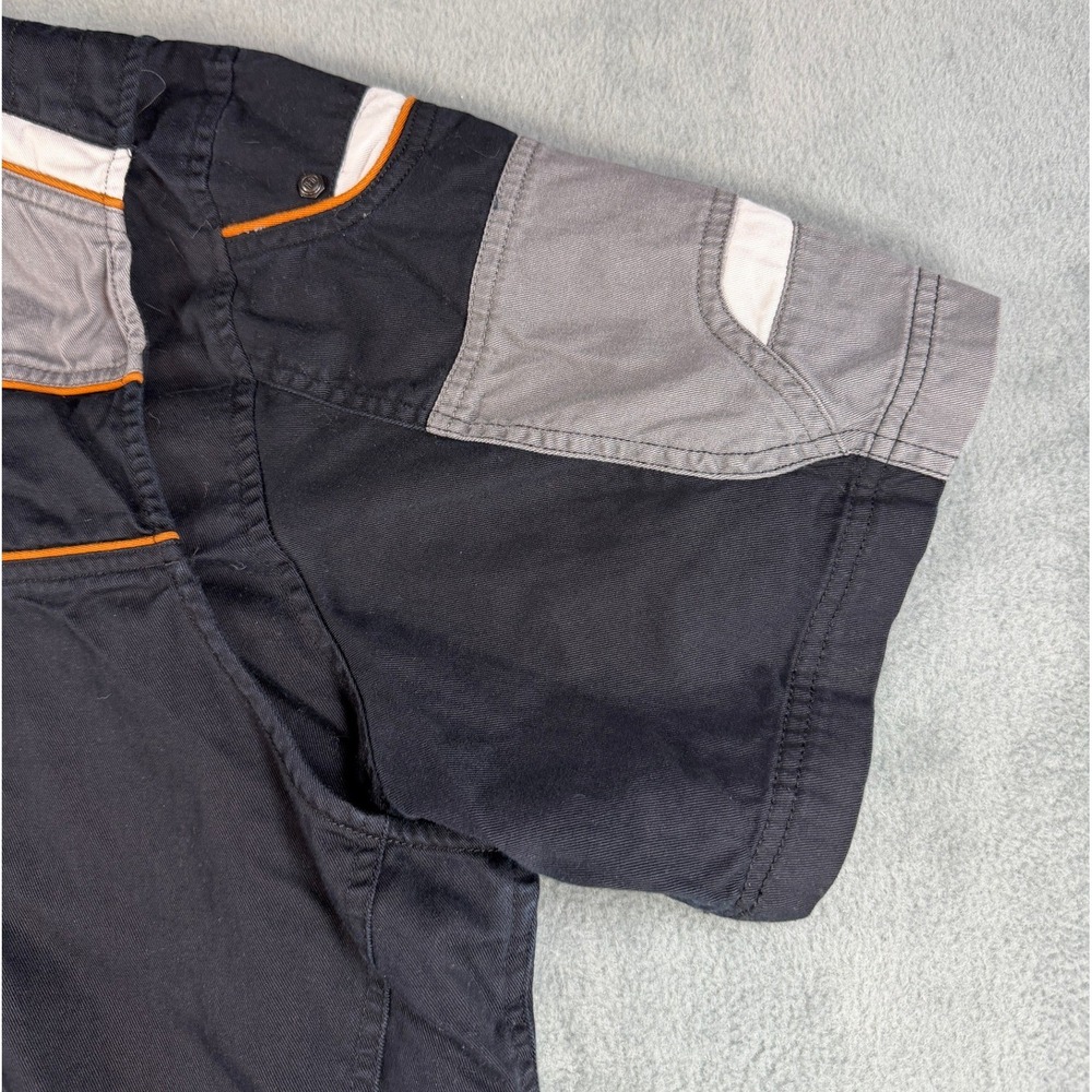 Harley-Davidson Mens 3XL Colorblock Button Up Garage Shirt Black Grey Orange - Picture 5 of 13